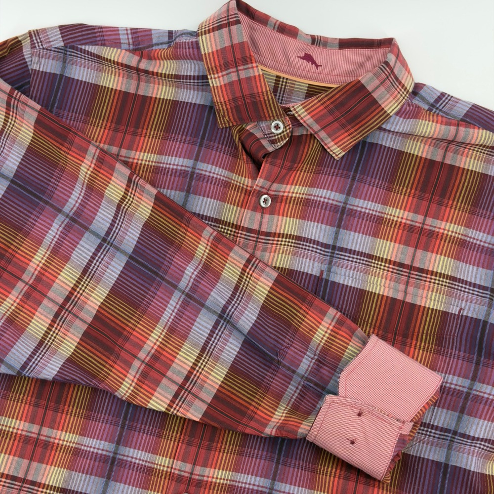 Tommy Bahama Mens Plaid Long Sleeve Button Up Shirt Size L‎